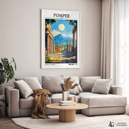 Pompeii Italy Retro Travel Print