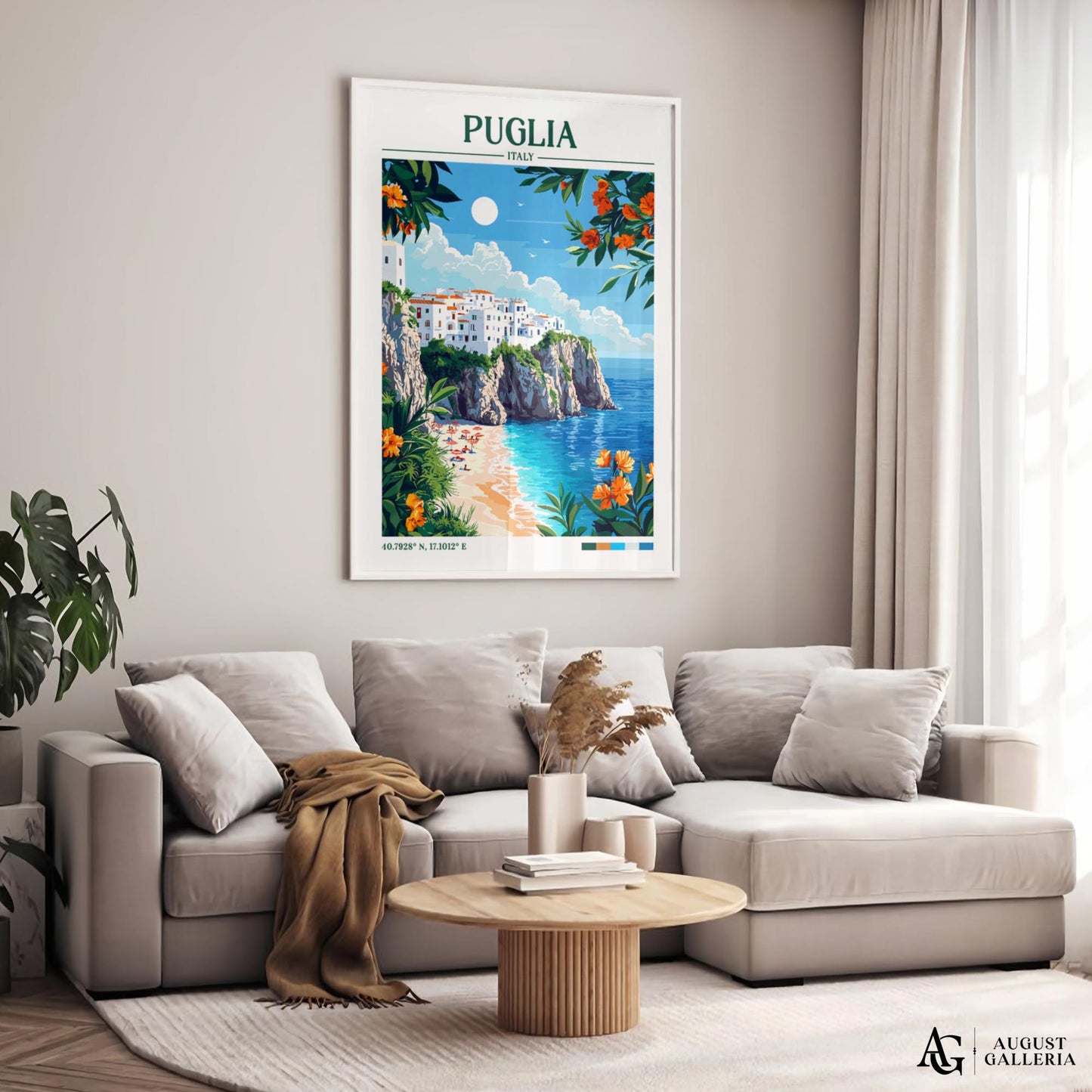 Puglia Italy Retro Travel Print
