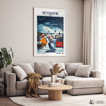 Reykjavík Iceland Retro Travel Print