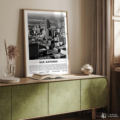 San Antonio Black & White City Print