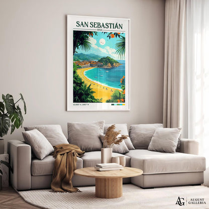 San Sebastián Retro Travel Print