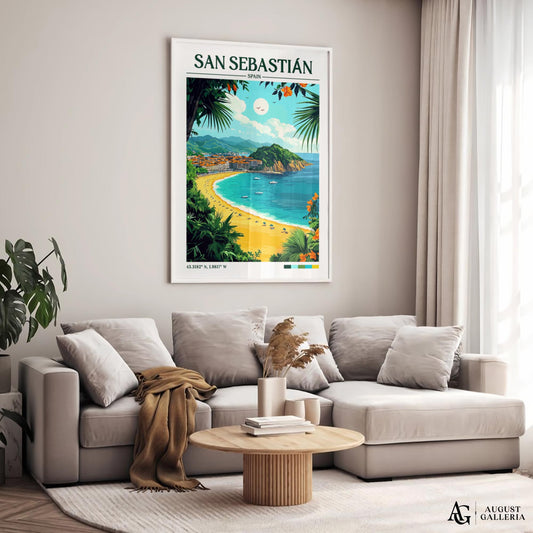 San Sebastián Retro Travel Print
