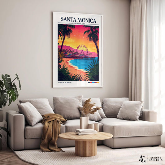 Santa Monica Retro Travel Print