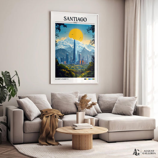 Santiago Chile Retro Travel Print