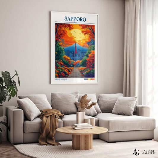Sapporo Japan Retro Travel Print