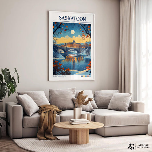 Saskatoon Canada Retro Travel Print