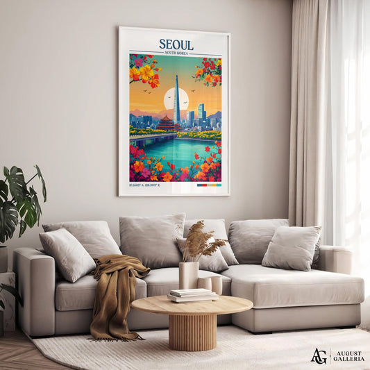 Seoul South Korea Retro Travel Print