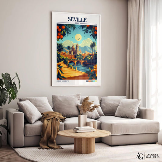 Seville Spain Retro Travel Print