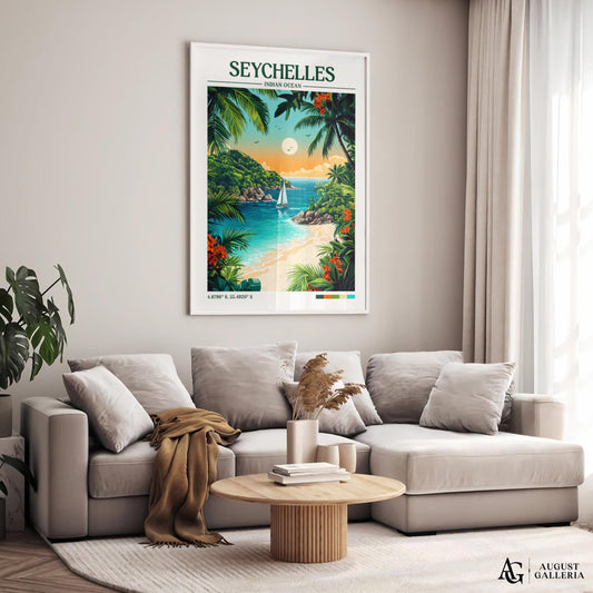 Seychelles Retro Travel Print