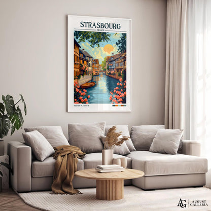 Strasbourg France Retro Travel Print