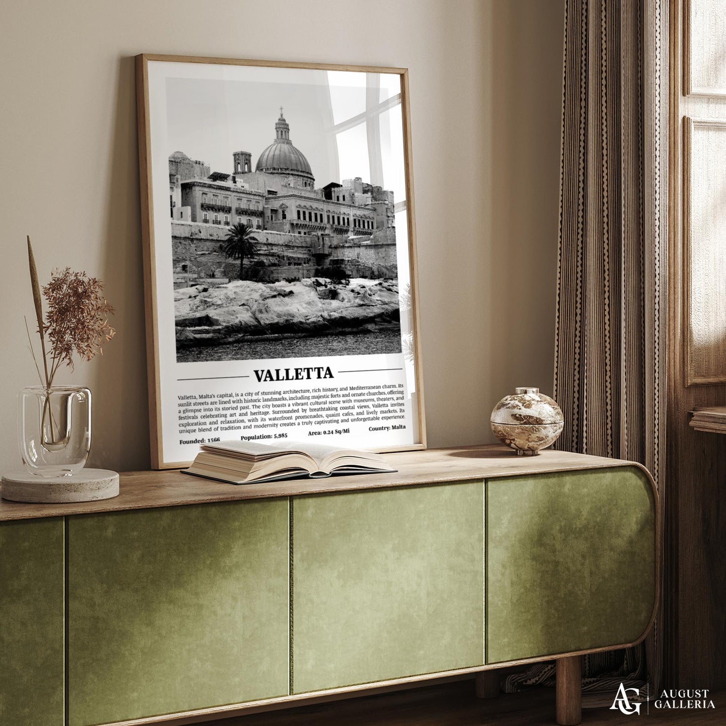 Valletta Black & White City Print