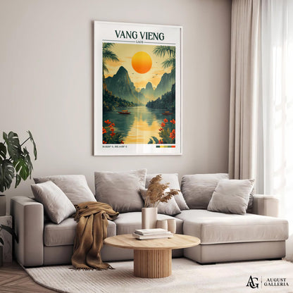 Vang Vieng Laos Retro Travel Print