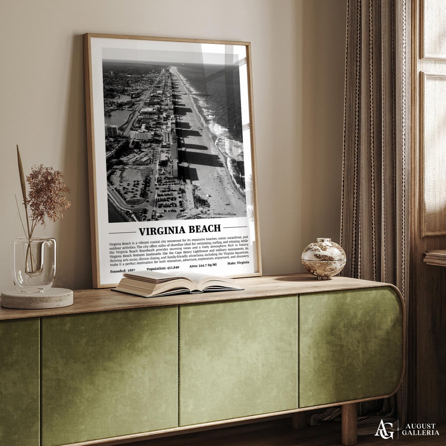 Virginia Beach Black & White City Print