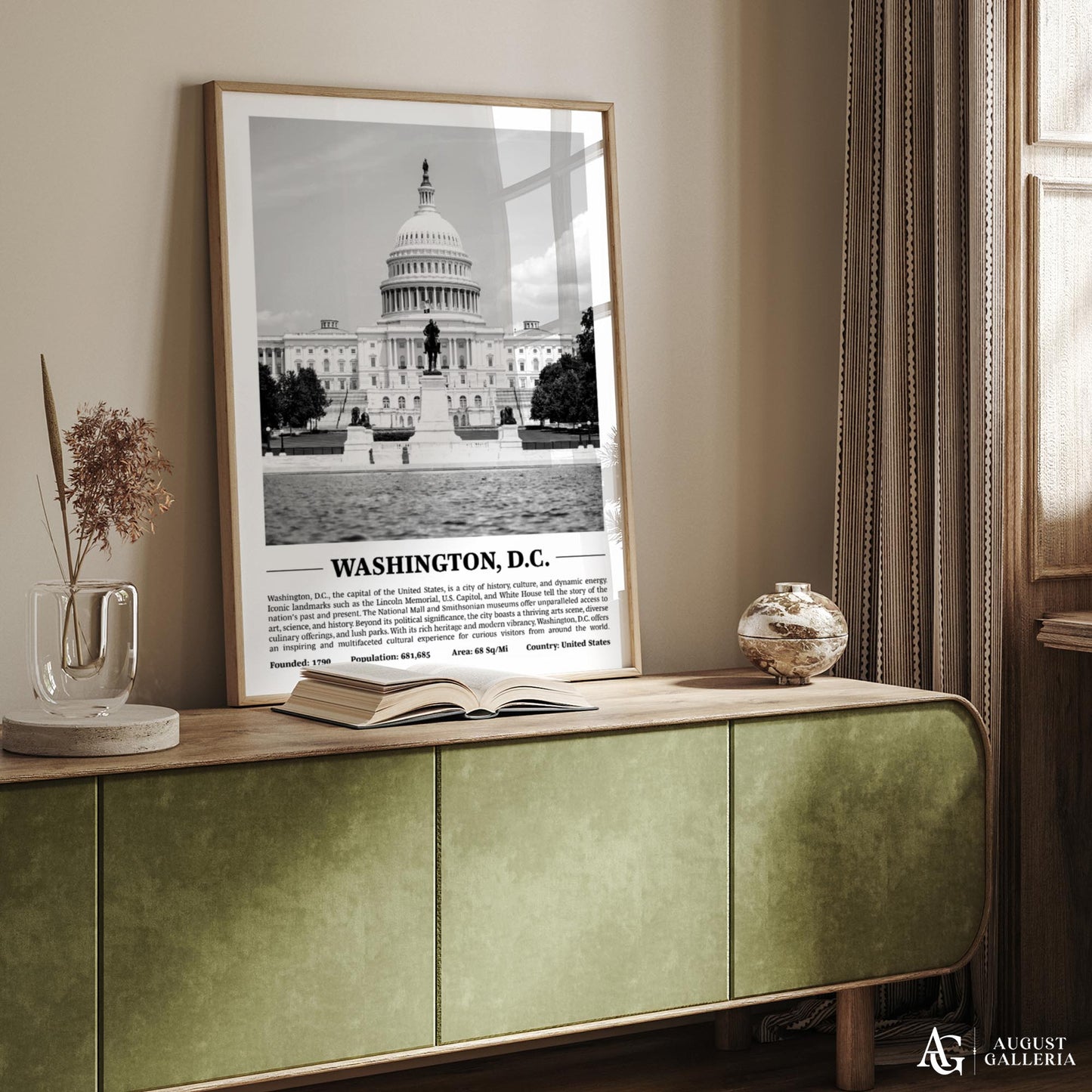 Washington DC Black & White City Print