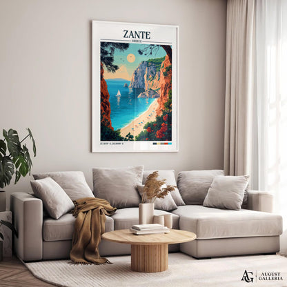 Zante Greece Retro Travel Print