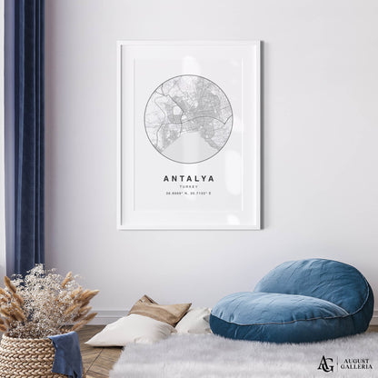 Antalya Minimalist Map