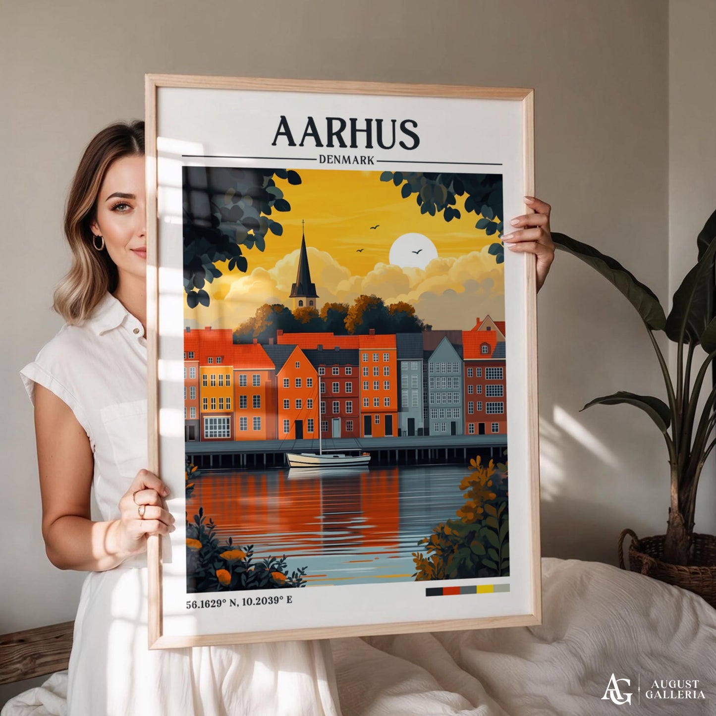 Aarhus Denmark Retro Travel Print