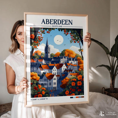 Aberdeen Scotland Retro Travel Print