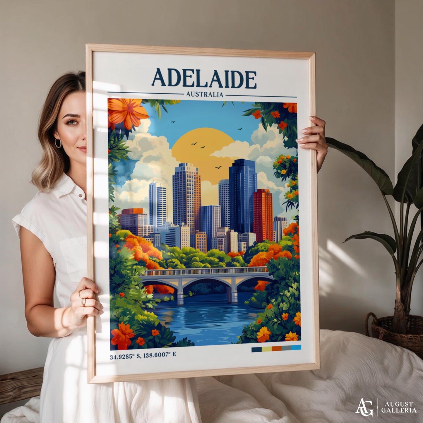 Adelaide Australia Retro Travel Print