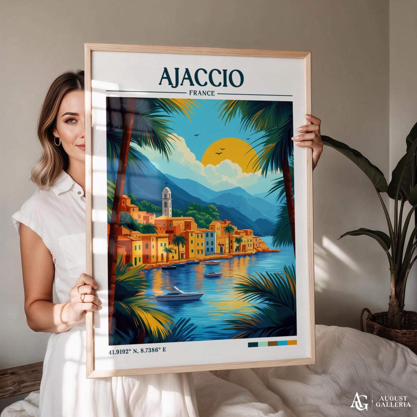 Ajaccio France Retro Travel Print