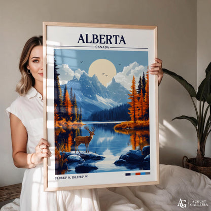 Alberta Canada Retro Travel Print