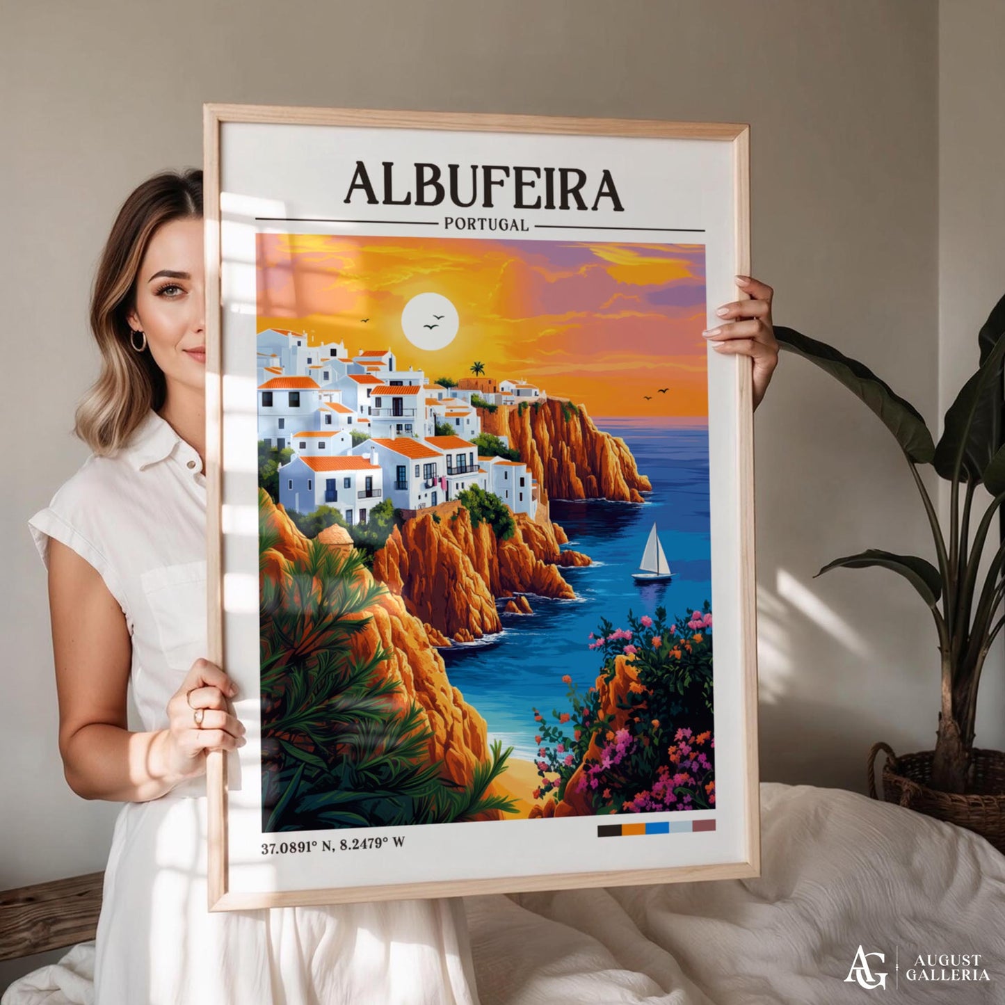 Albufeira Portugal Retro Travel Print