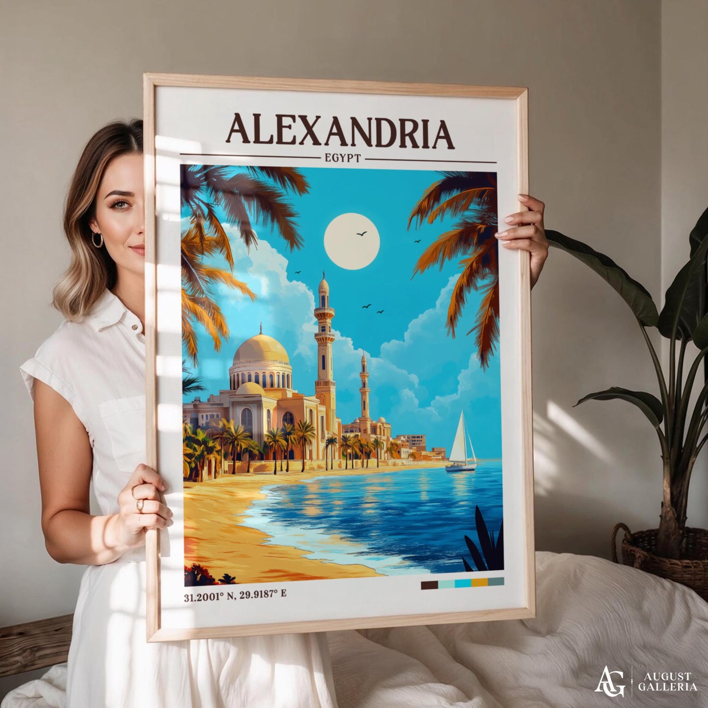 Alexandria Egypt Retro Travel Print