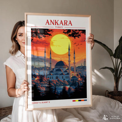 Ankara Turkey Retro Travel Print