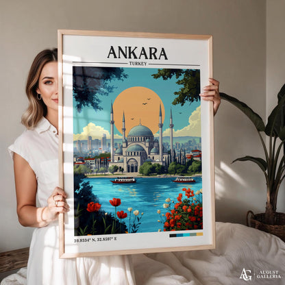Ankara Turkey Retro Travel Print