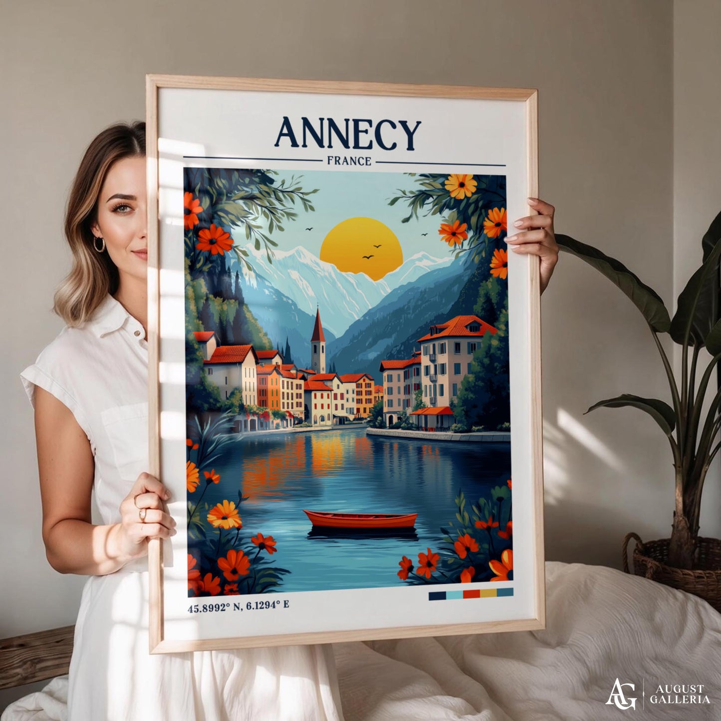Annecy France Retro Travel Print