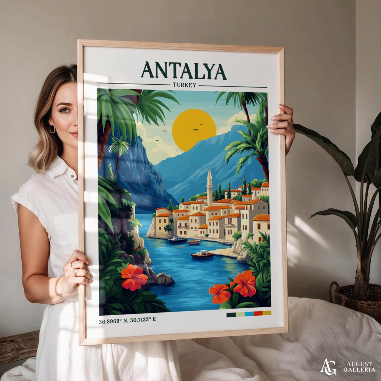 Antalya Turkey Retro Travel Print