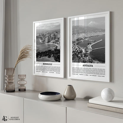 Antalya Black & White City Print