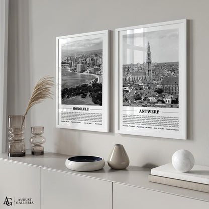 Antwerp Black & White City Print