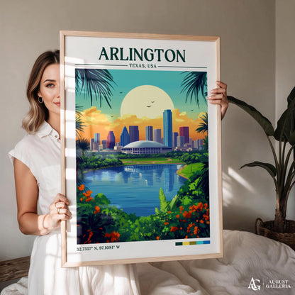 Arlington Texas Retro Travel Print