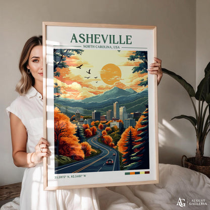 Asheville North Carolina Retro Travel Print