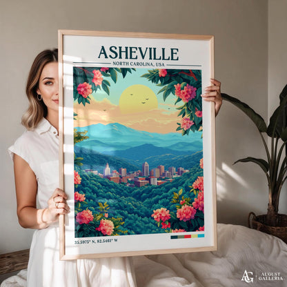 Asheville North Carolina Retro Travel Print