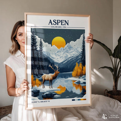 Aspen Colorado Retro Travel Print