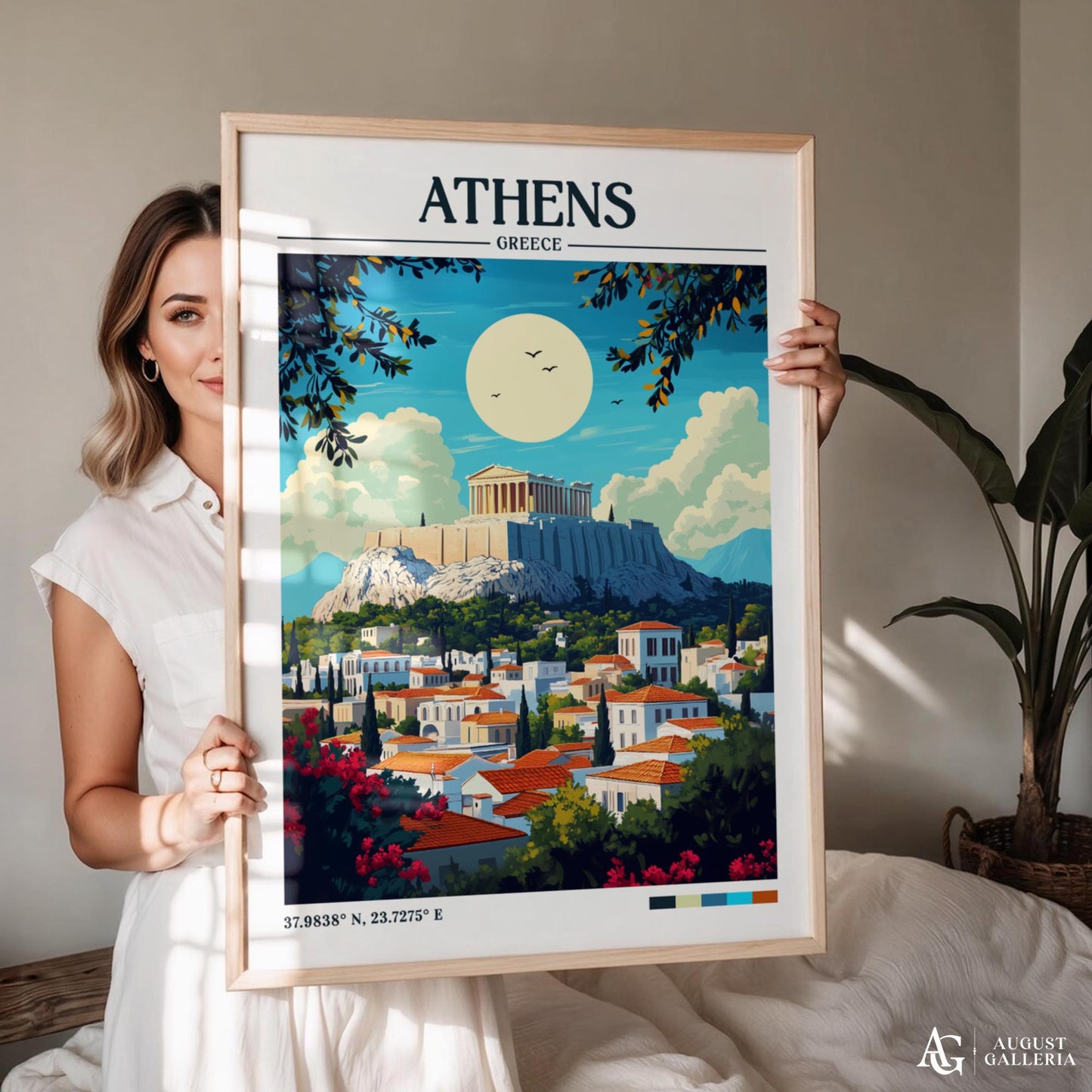 Athens Greece Retro Travel Print