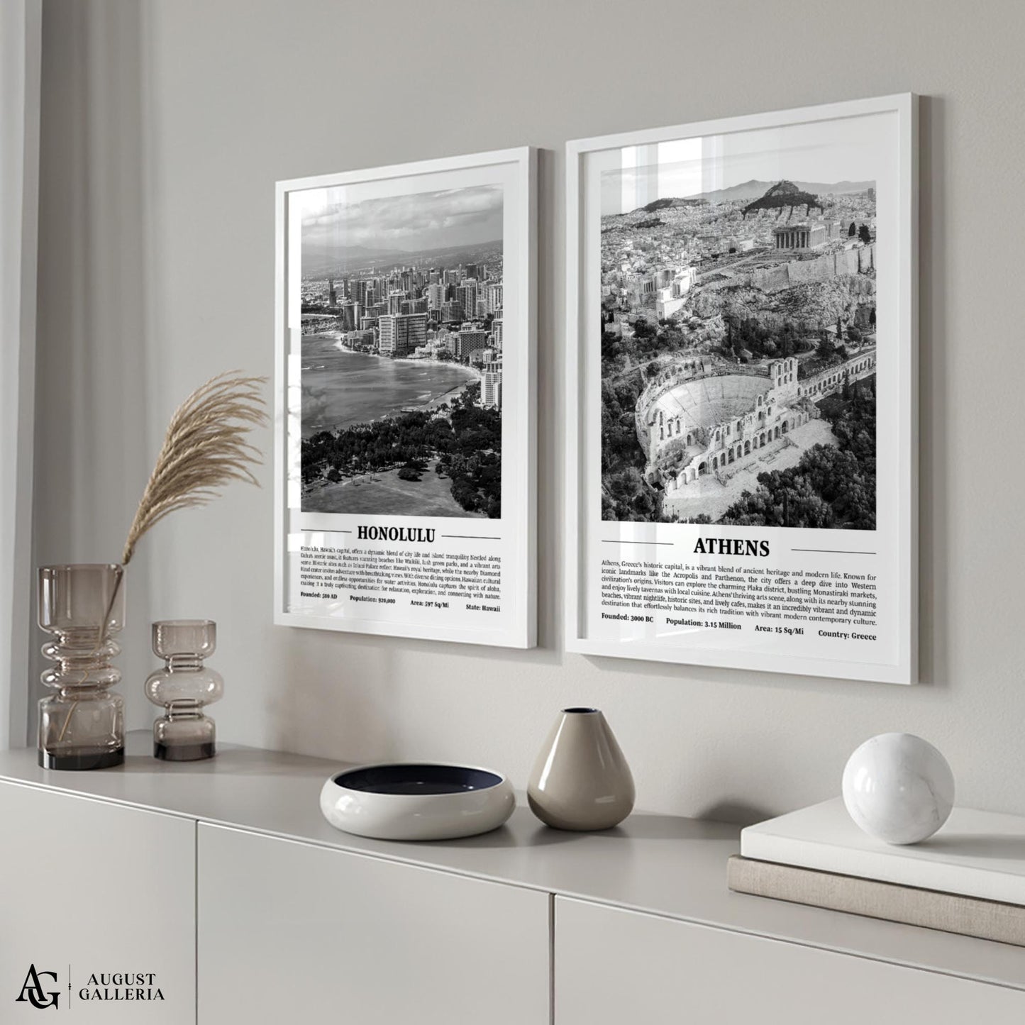 Athens Black & White City Print