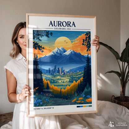 Aurora Colorado Retro Travel Print
