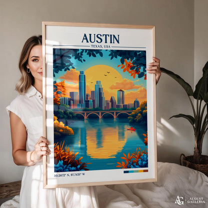 Austin Texas Retro Travel Print