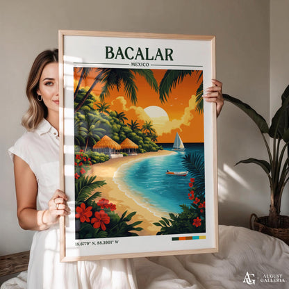 Bacalar Mexico Retro Travel Print