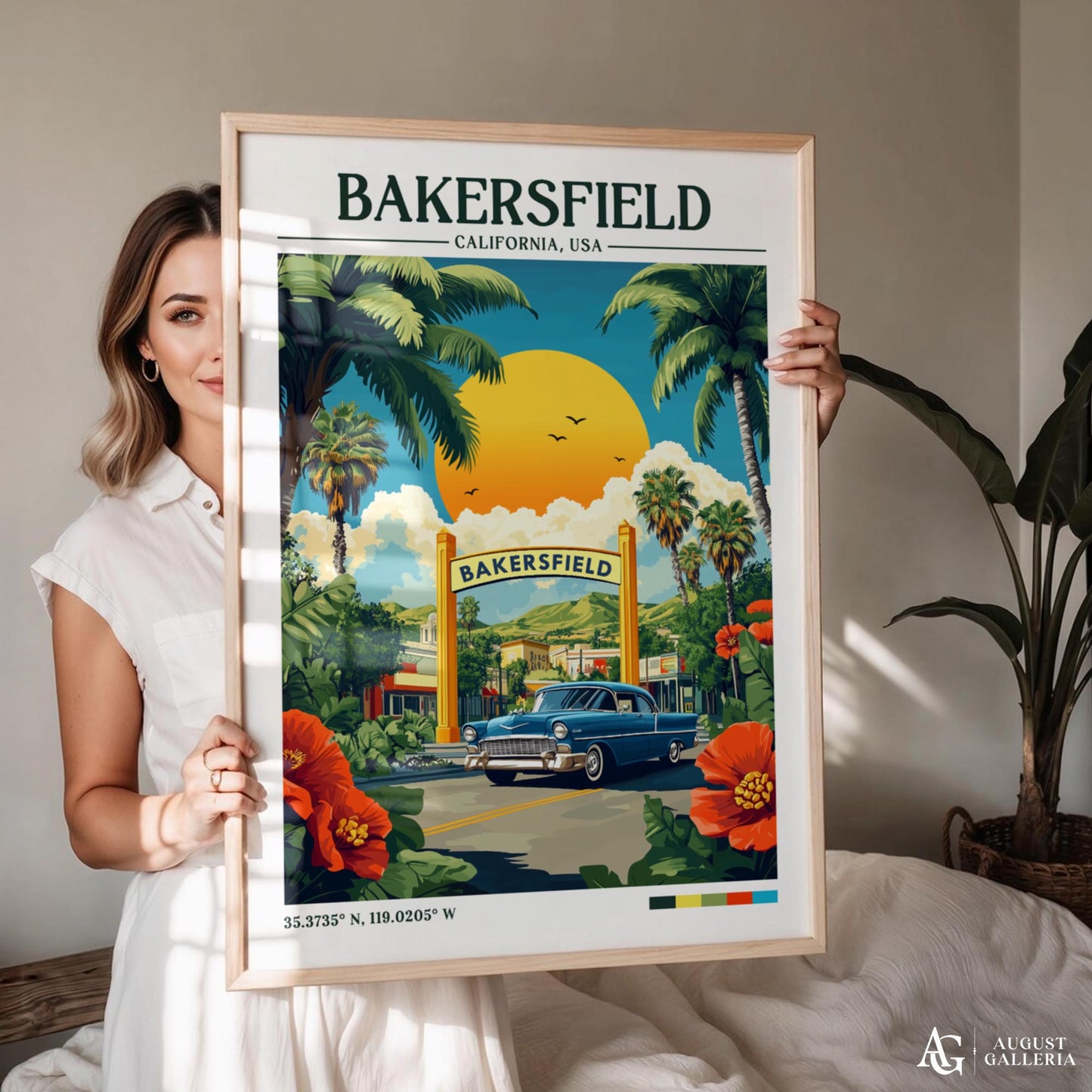 Bakersfield California Retro Travel Print