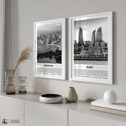 Baku Black & White City Print