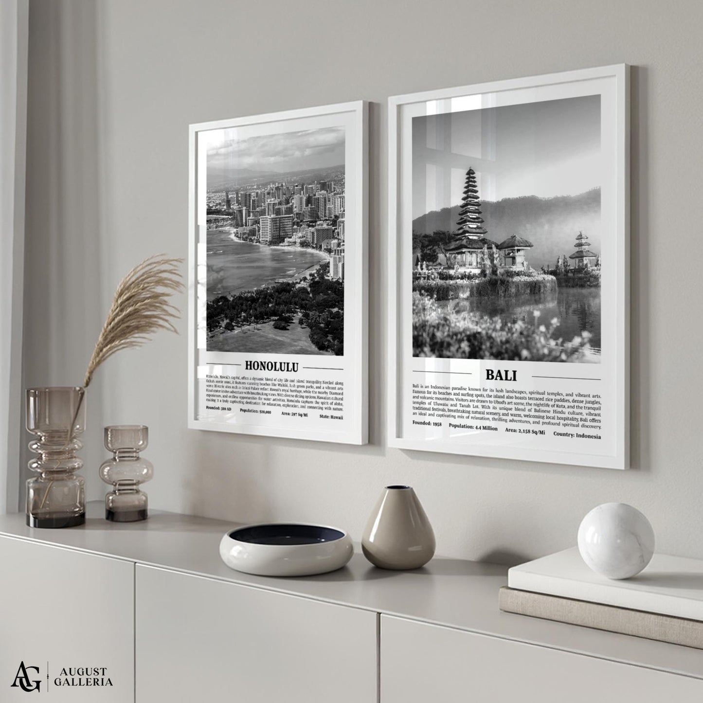 Bali Black & White City Print