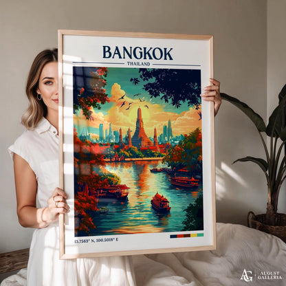 Bangkok Thailand Retro Travel Print