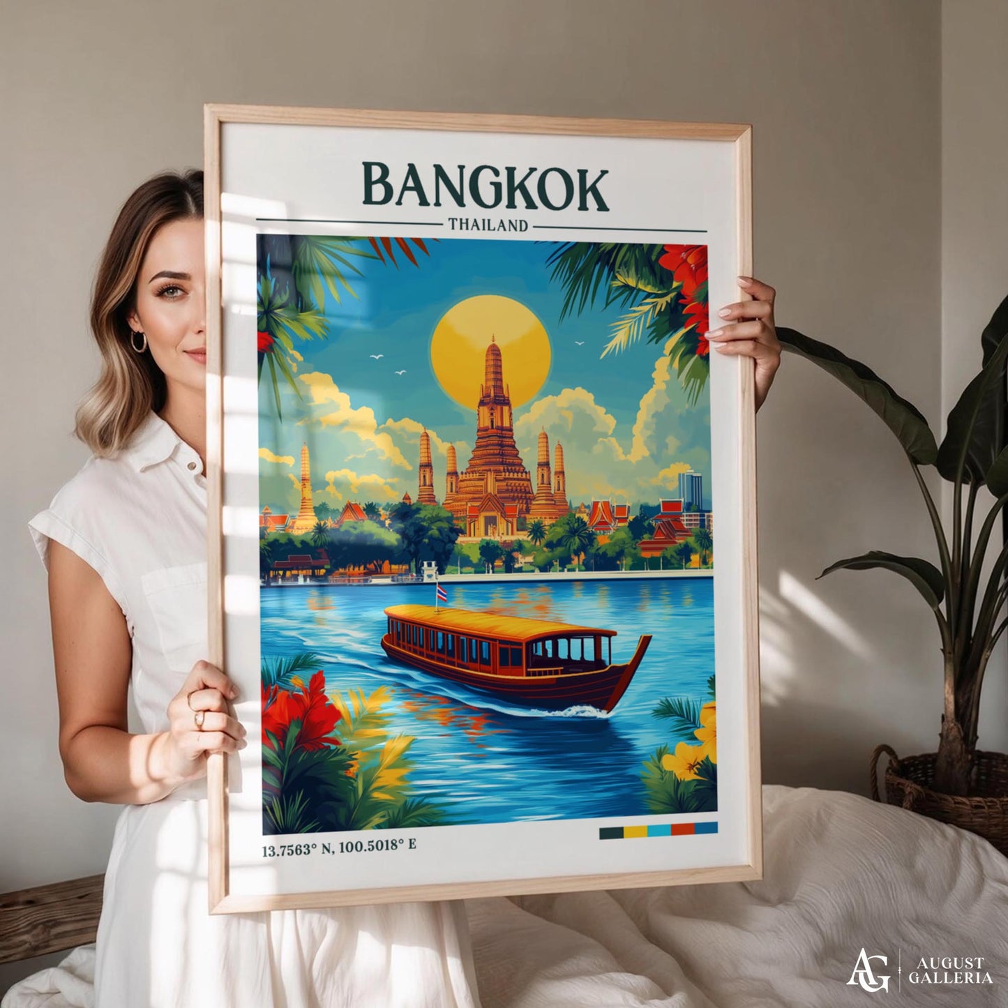 Bangkok Thailand Retro Travel Print