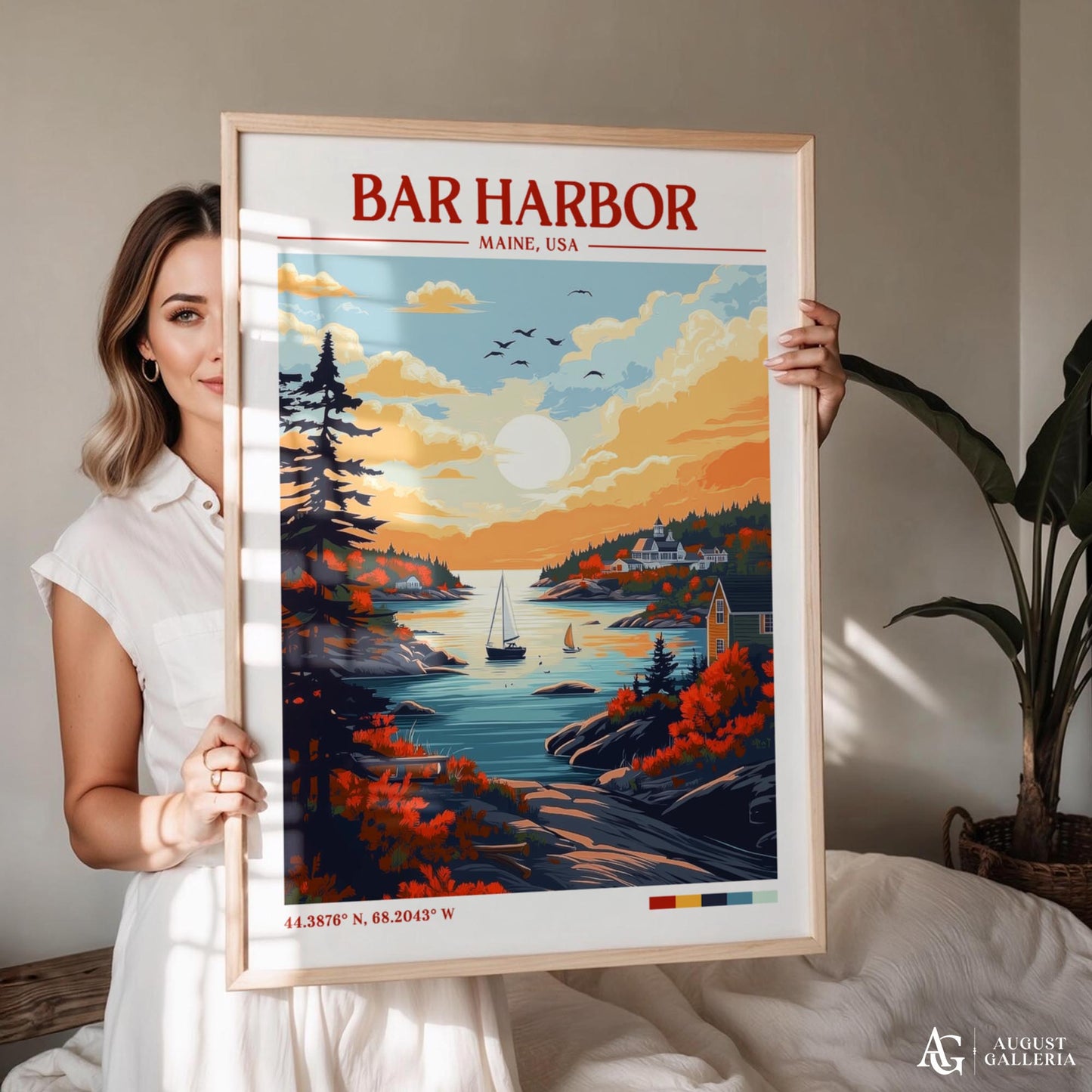Bar Harbor Retro Travel Print
