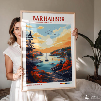 Bar Harbor Retro Travel Print