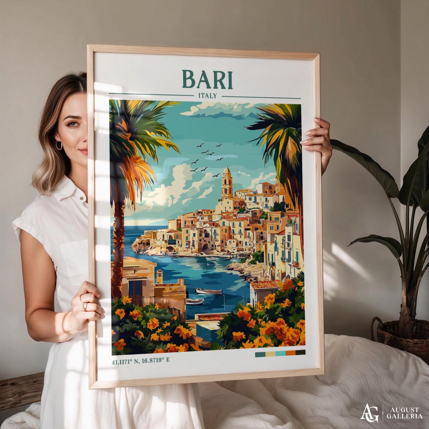 Bari Italy Retro Travel Print